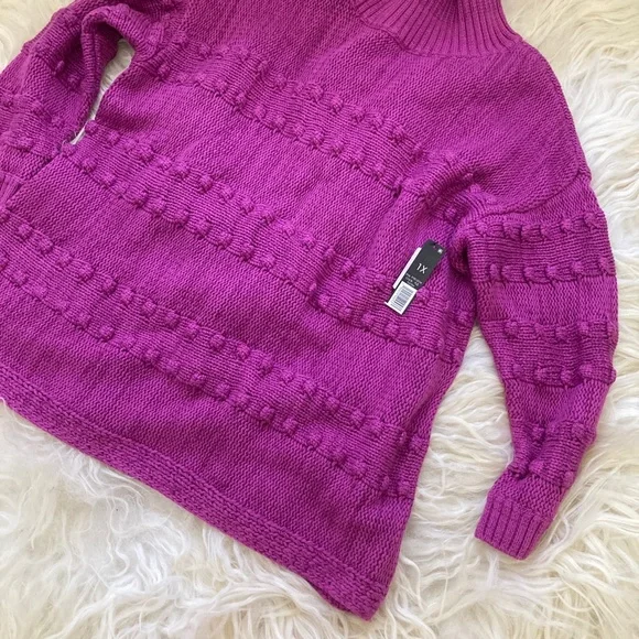 NIC + ZOE PLUS ADORE A BALL TEXTURED PULLOVER MOCK TURTLENECK SWEATER